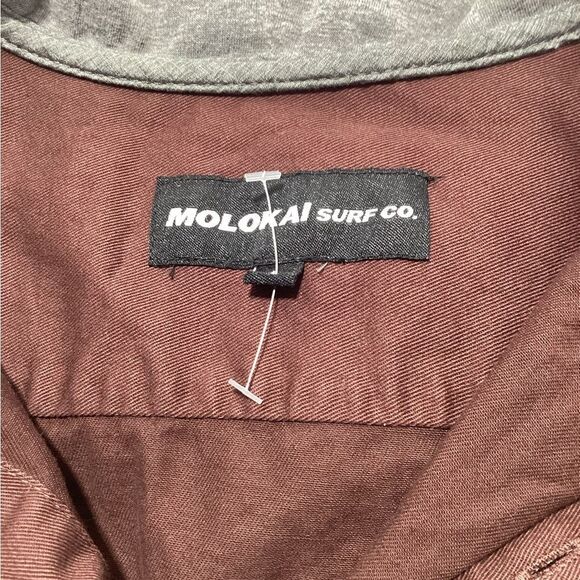 Molokai Surf Co. NWOT Maroon Hooded Button Up Jacket Size L 100% Cotton - Picture 5 of 9